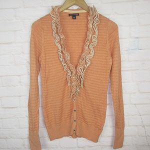 Banana Republic Orange Ruffle Knit Cardigan